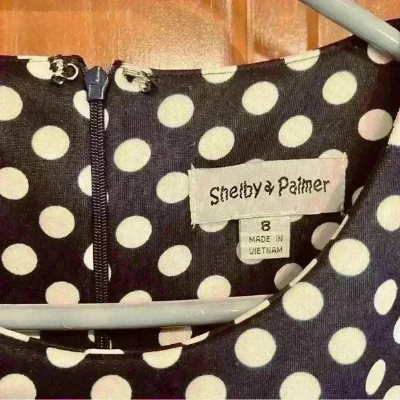 Shelby & Palmer Black and White Polka Dot Midi Dress - Picture 3 of 9